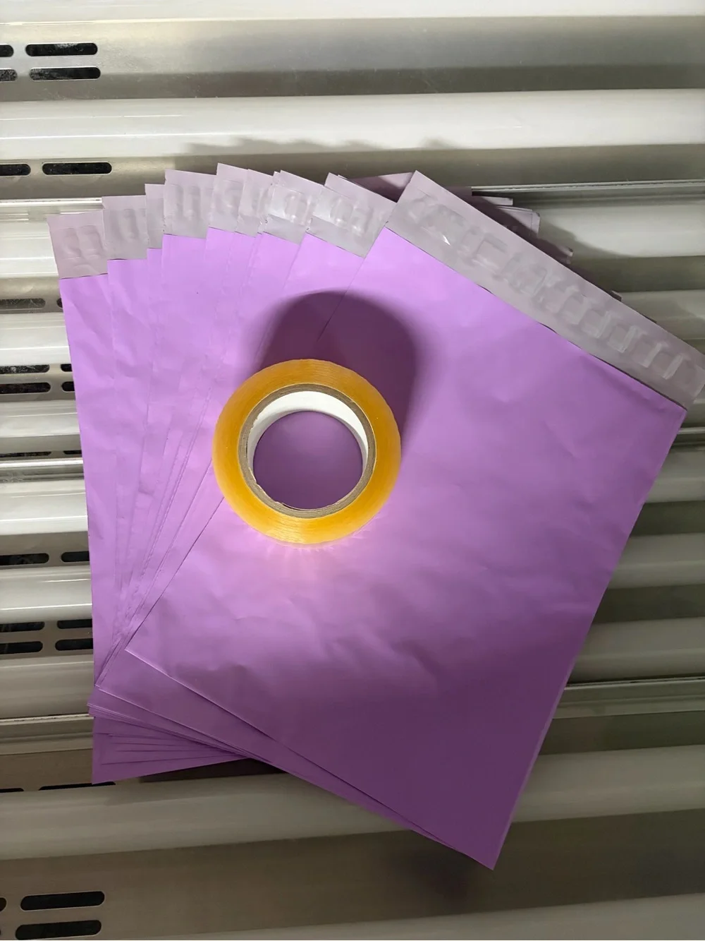 Purple Poly Mailers And Tape